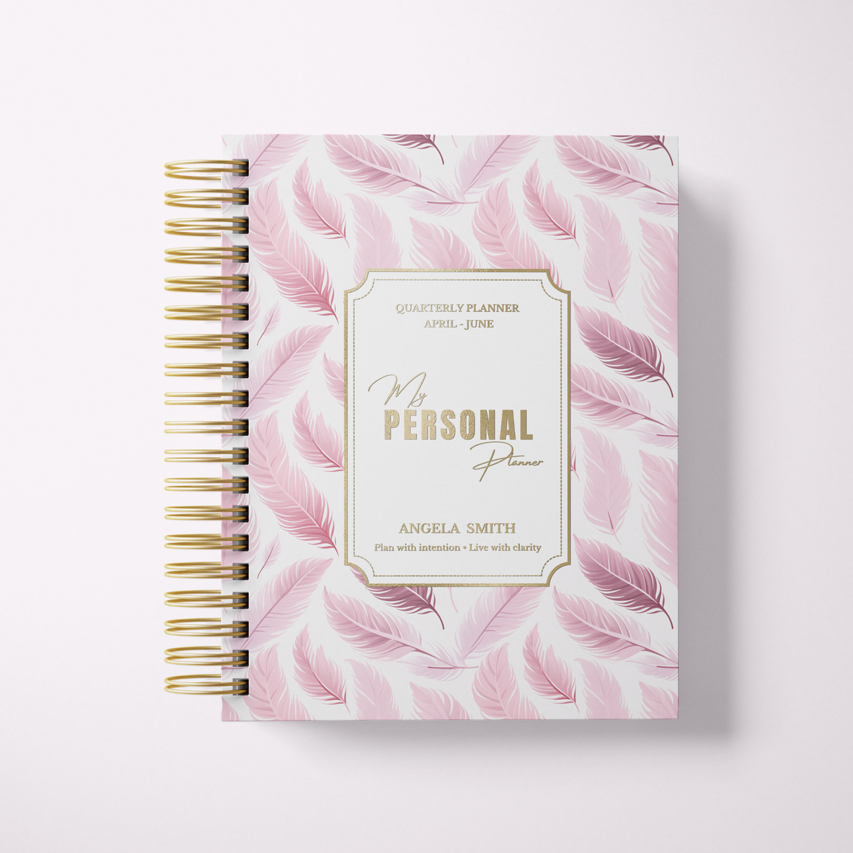 Quarterly - Wispy Feathers - Daily Spiral Planner - Pink
