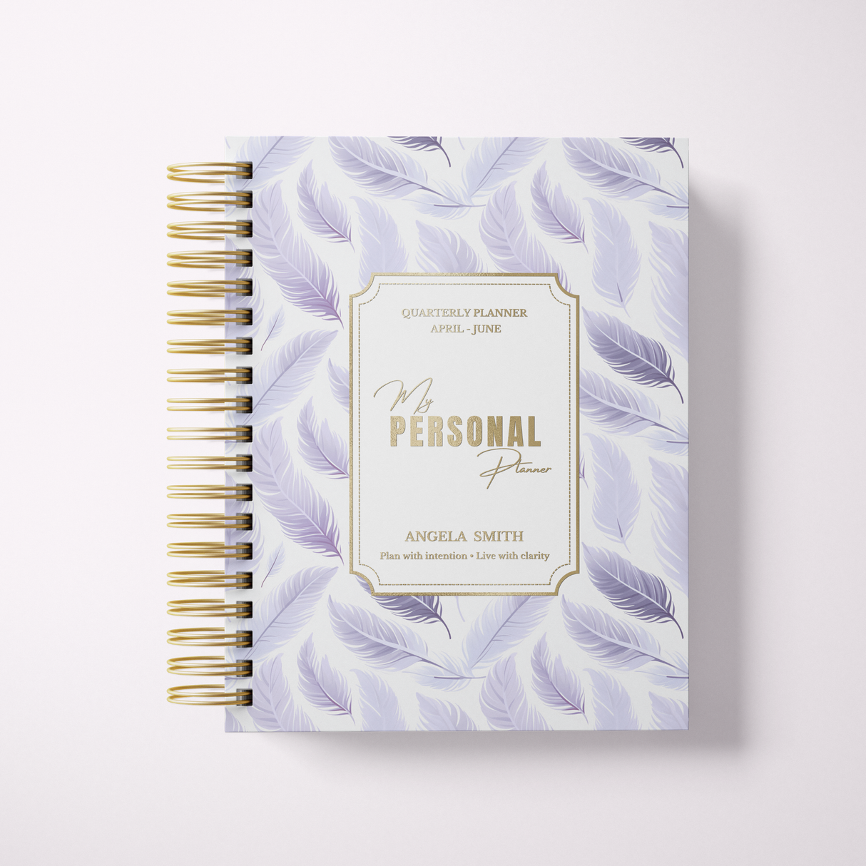 Quarterly - Wispy Feathers - Daily Spiral Planner - Lilac