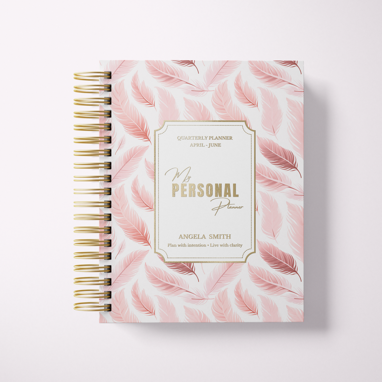 Quarterly - Wispy Feathers - Daily Spiral Planner - Peach