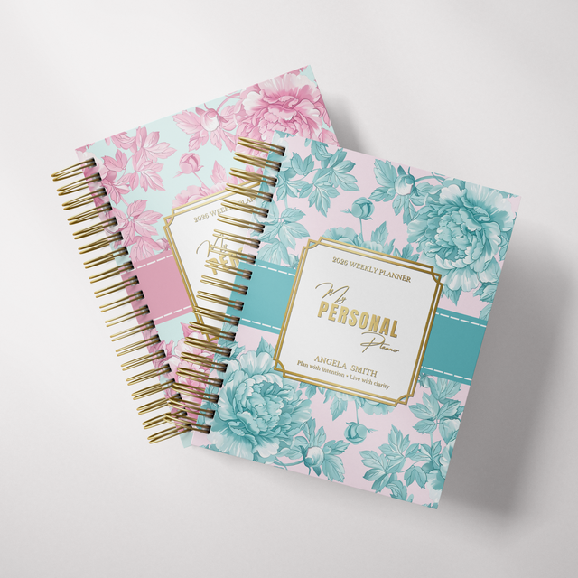 Light Marigolds | Weekly Spiral Planner | Custom Start Month |Teal
