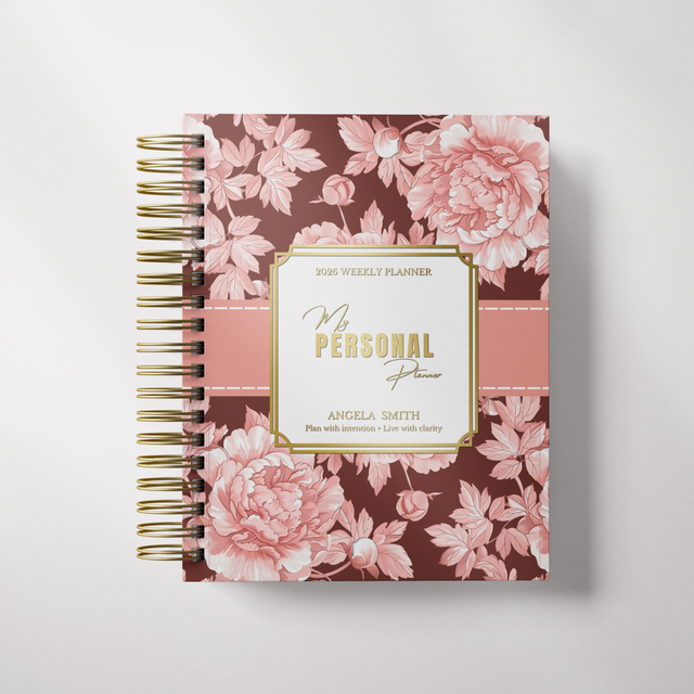 Dark Marigolds | Daily Spiral Planner | Custom Start Month | Peach