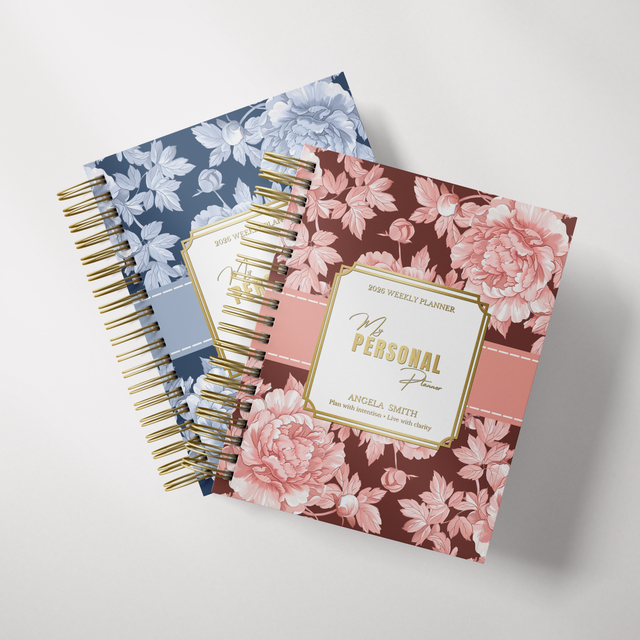 Dark Marigolds | Daily Spiral Planner | Custom Start Month | Peach