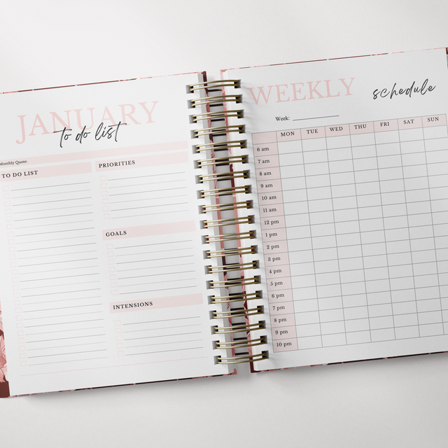 Dark Marigolds | Daily Spiral Planner | Custom Start Month | Peach