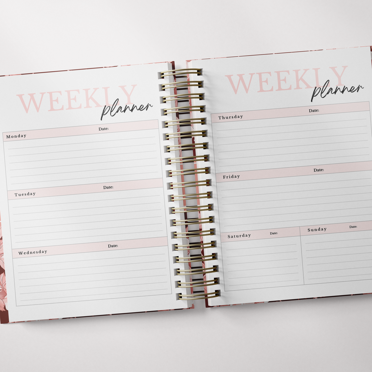 Weekly - Dark Marigolds - Spiral Planner - Custom Start Month - Peach - view 6
