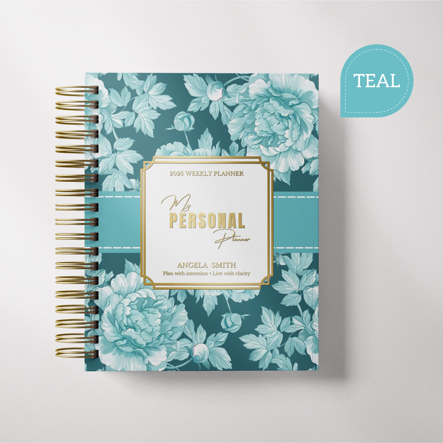 Dark Marigolds | Weekly Spiral Planner | Custom Start Month | Teal