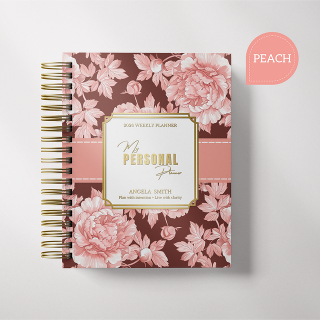 Dark Marigolds | Daily Spiral Planner | Custom Start Month | Peach
