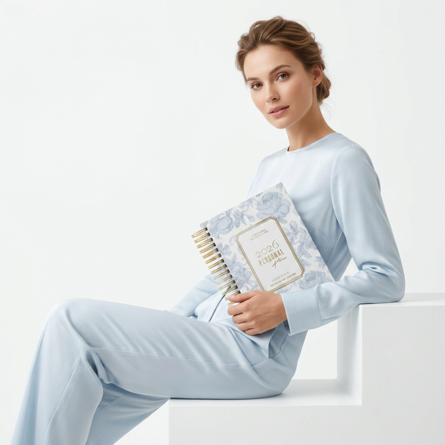 DAILY | Dreamy Peonies | Spiral Planner | Custom Start Month | Blue