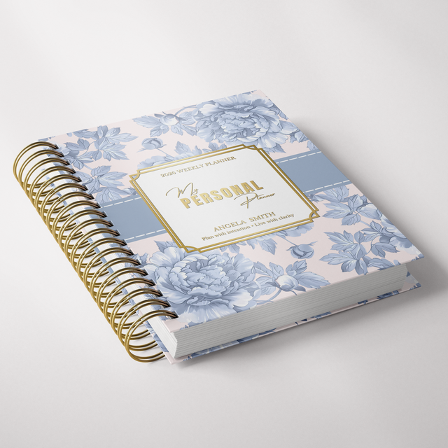 Light Marigolds | Weekly Spiral Planner | Custom Start Month |Blue