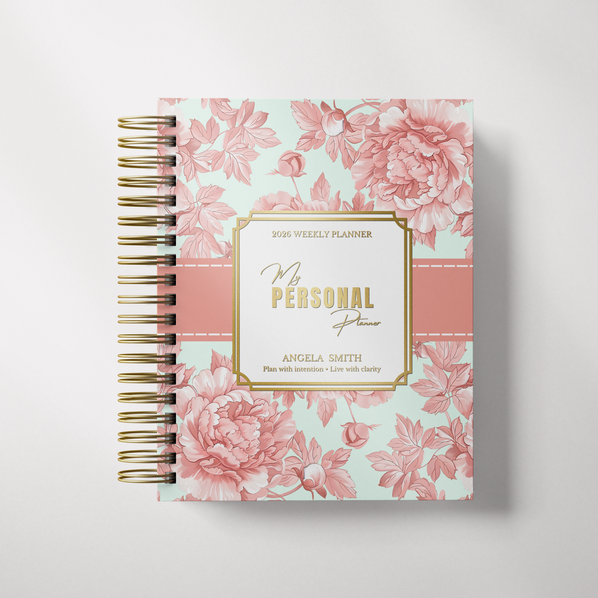 Weekly - Light Marigolds - Spiral Planner - Custom Start Month - Peach