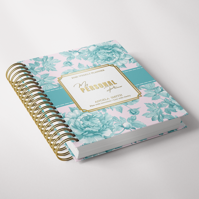 Light Marigolds | Weekly Spiral Planner | Custom Start Month |Teal