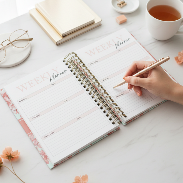 Light Marigolds | Weekly Spiral Planner | Custom Start Month |Peach