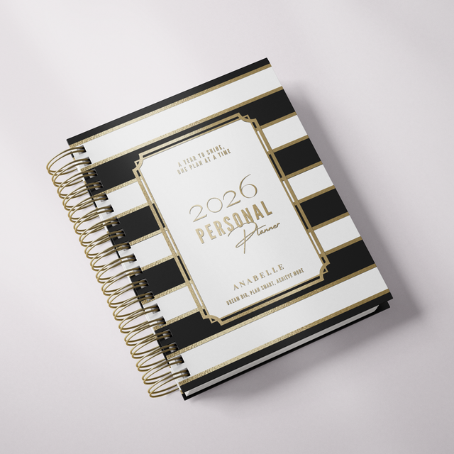 DAILY | City Stripes | Spiral Planner | Custom Start Month |Black