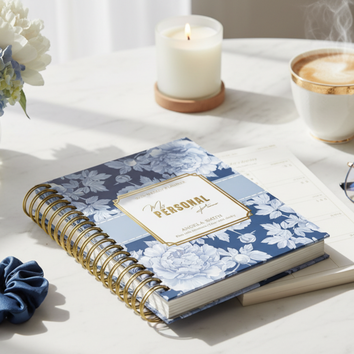 Weekly - Dark Marigolds - Spiral Planner - Custom Start Month - Blue - view 9
