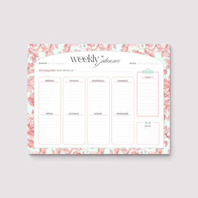 Weekly Planner Notepad | Light Marigolds | Peach