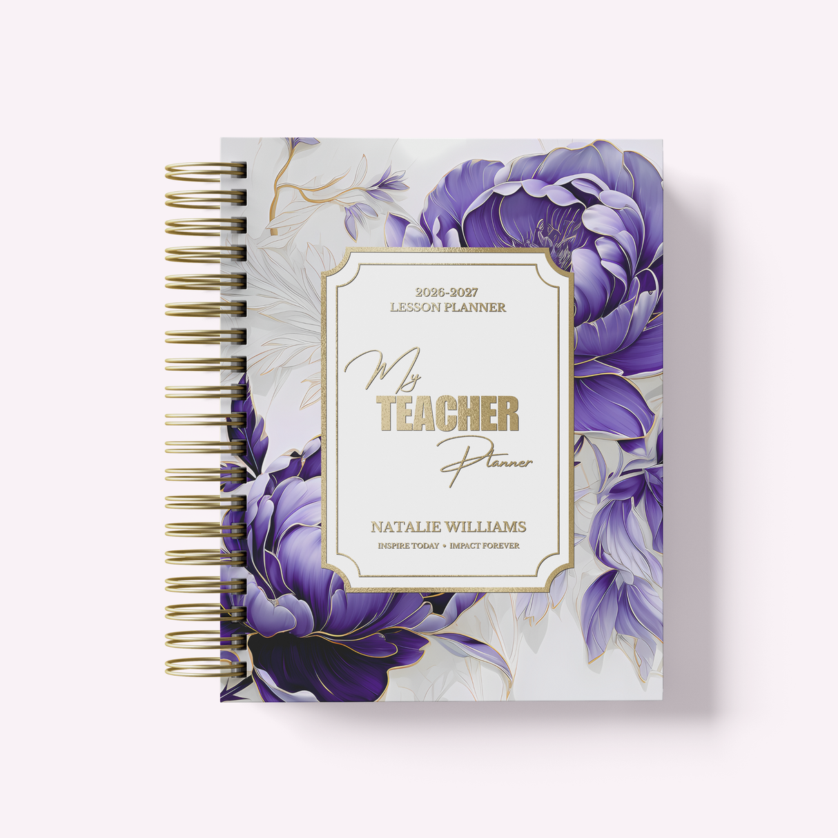 Teacher Planner 2026-2027, Monthly & Weekly High School Lesson Plan, Custom Spiral Hardcover, Academic Year, Back to School Teacher Gift