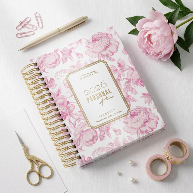 DAILY | Dreamy Peonies | Spiral Planner | Custom Start Month | Pink