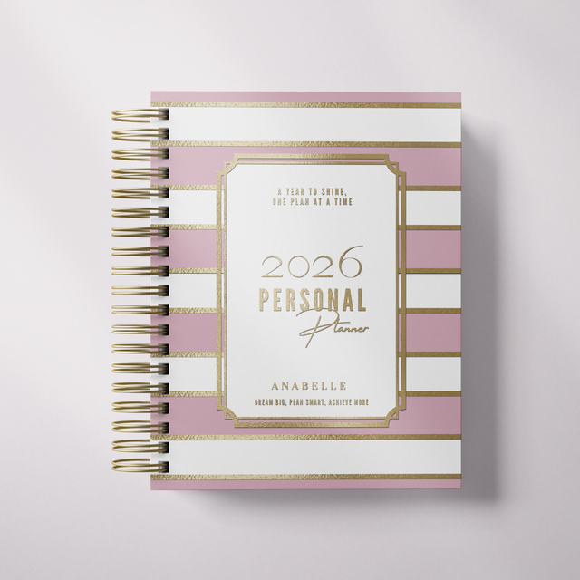 DAILY | City Stripes | Spiral Planner | Custom Start Month |Pink