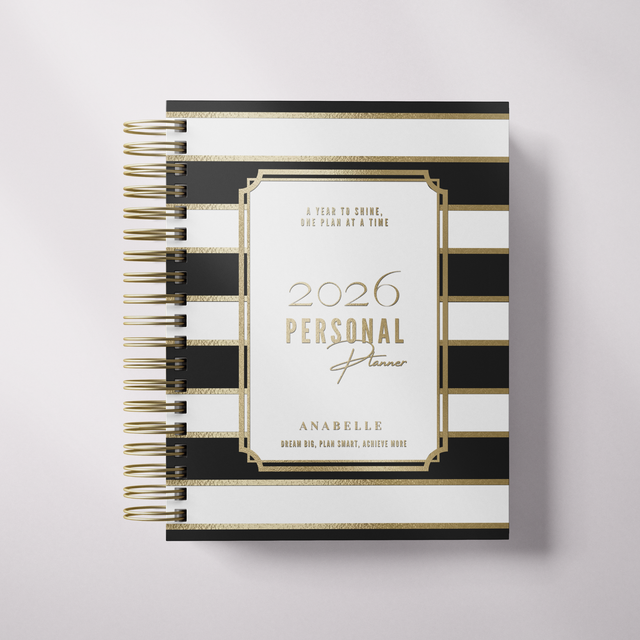 DAILY | City Stripes | Spiral Planner | Custom Start Month |Black