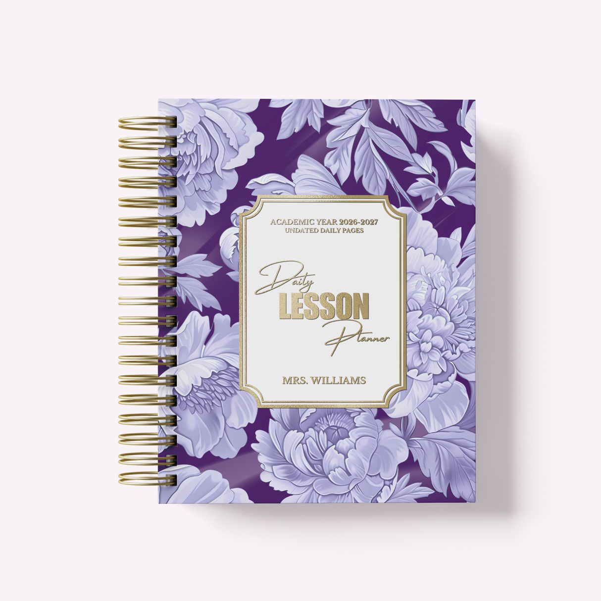 Teacher Daily Lesson Planner - Wire Bound Academic Planner Companion - Personalized Undated Daily - Back to School Teacher Gift, Floral - view 6
