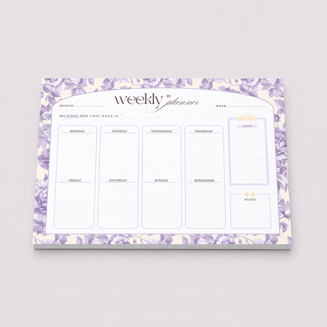 Weekly Planner Notepad | Light Marigolds | Lilac