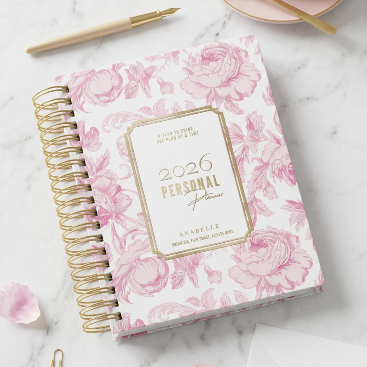 DAILY - Dreamy Peonies - Spiral Planner - Custom Start Month - Pink - view 8