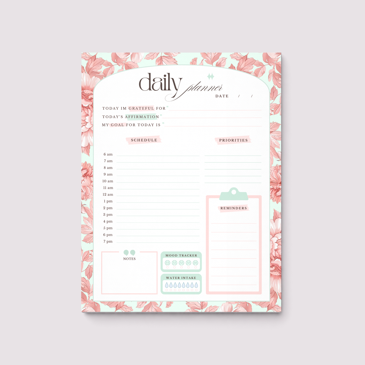 Daily Planner Notepad - Light Marigolds - Peach