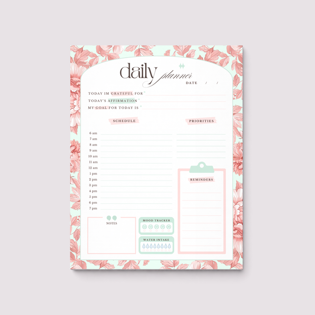 Daily Planner Notepad | Light Marigolds | Peach