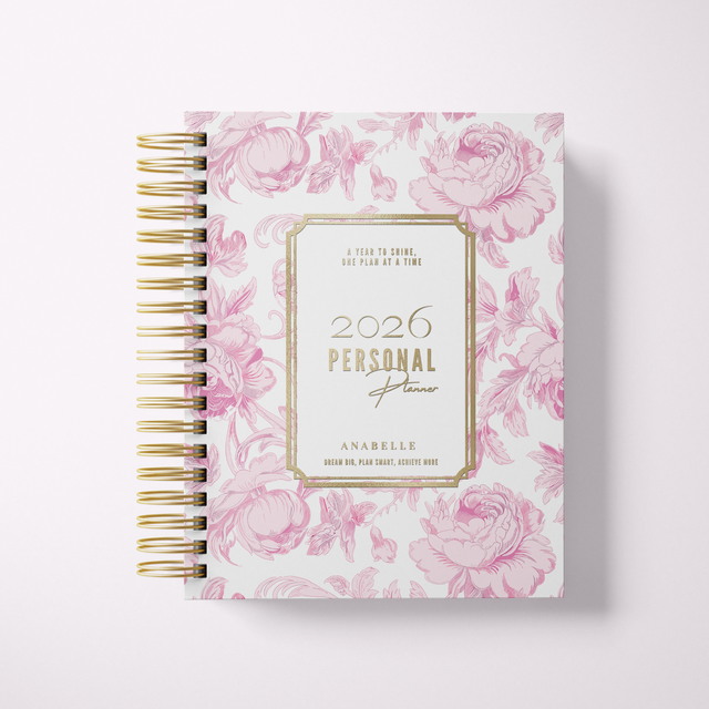 DAILY | Dreamy Peonies | Spiral Planner | Custom Start Month | Pink