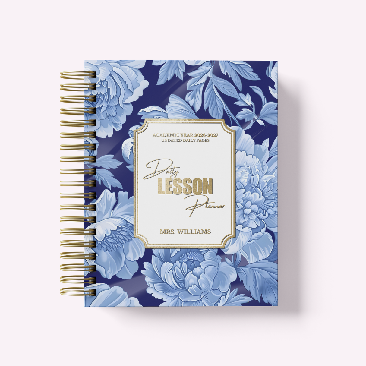 Teacher Daily Lesson Planner - Wire Bound Academic Planner Companion - Personalized Undated Daily - Back to School Teacher Gift, Floral
