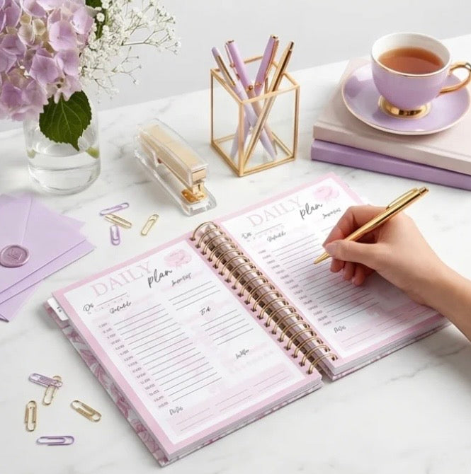DAILY - Dreamy Peonies - Spiral Planner - Custom Start Month - Pink - view 6