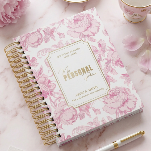 Quarterly | Dreamy Peonies | Daily Spiral Planner | Pink