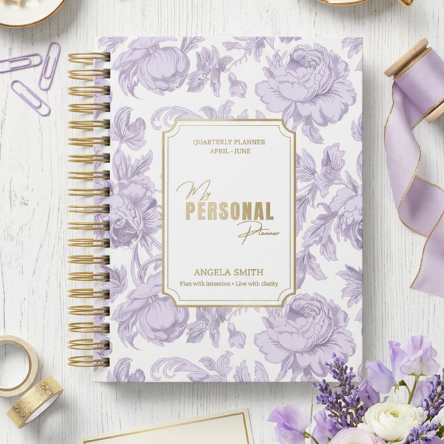 Quarterly | Dreamy Peonies | Daily Spiral Planner | Lilac