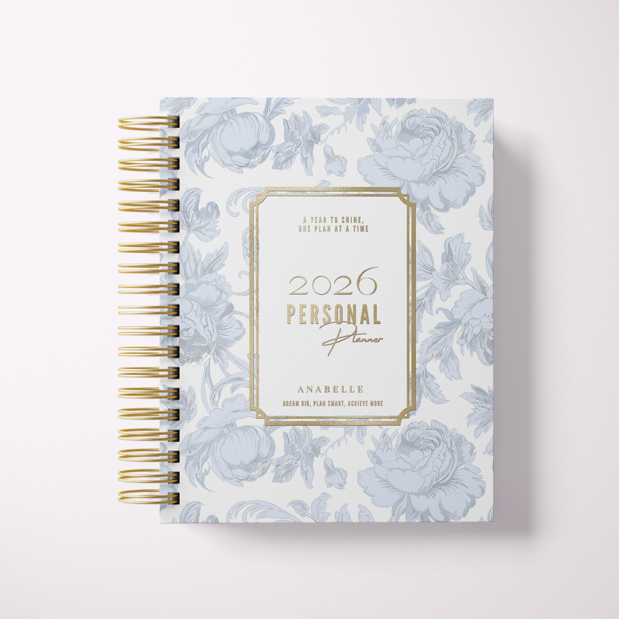 DAILY - Dreamy Peonies - Spiral Planner - Custom Start Month - Blue