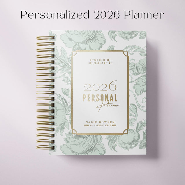 Dreamy Peonies | Daily Spiral Planner | Custom Start Month |Green