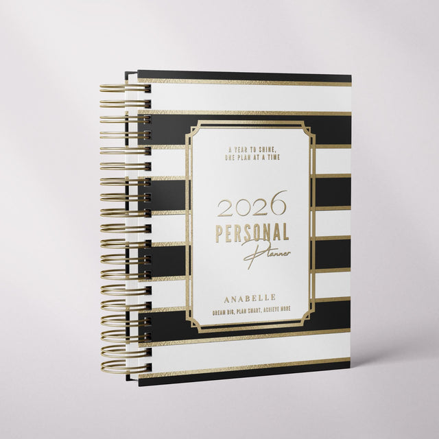 City Stripes | Weekly Spiral Planner | Custom Start Month |Black