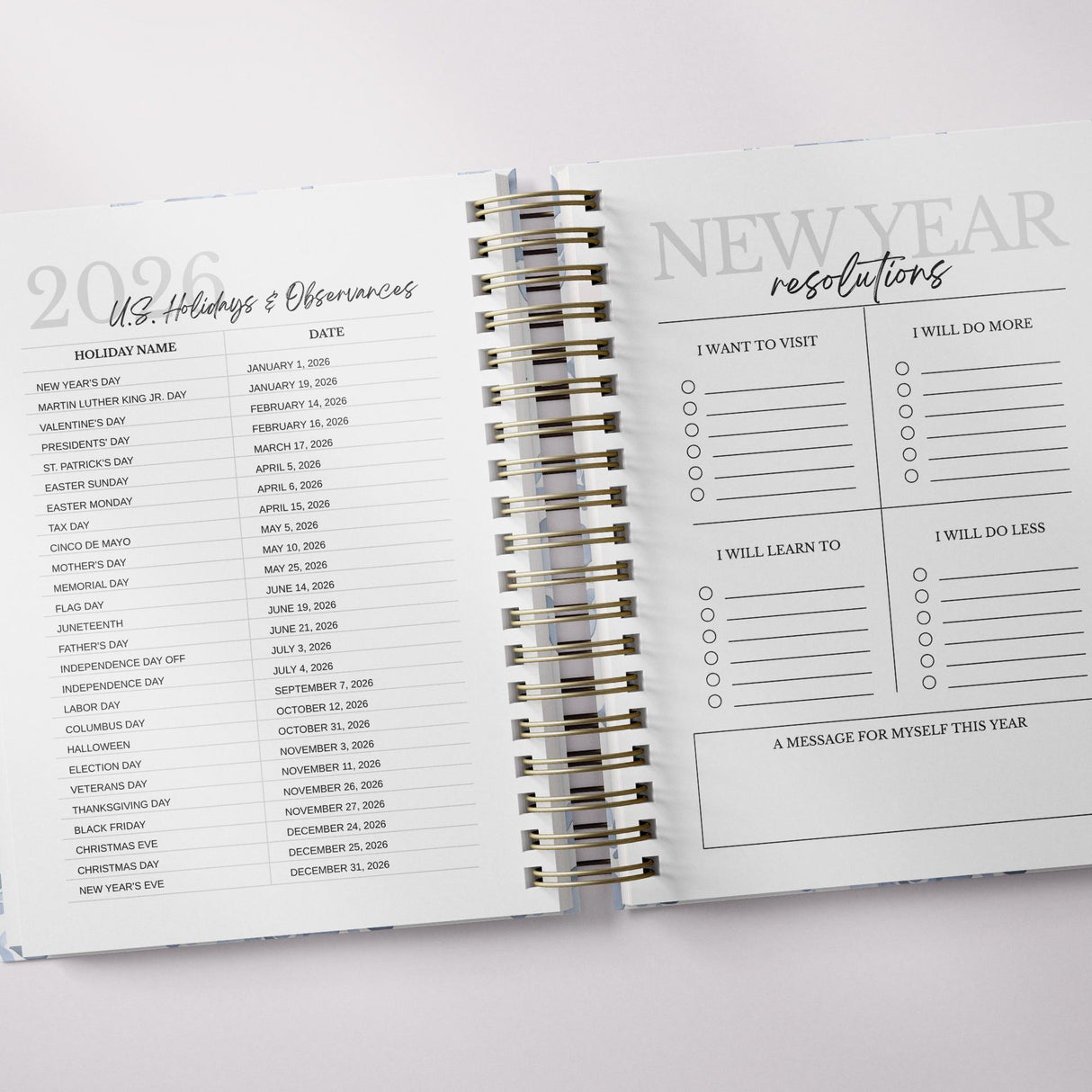 Floral Damask - Weekly Spiral Planner - Custom Start Month - Blue - view 4