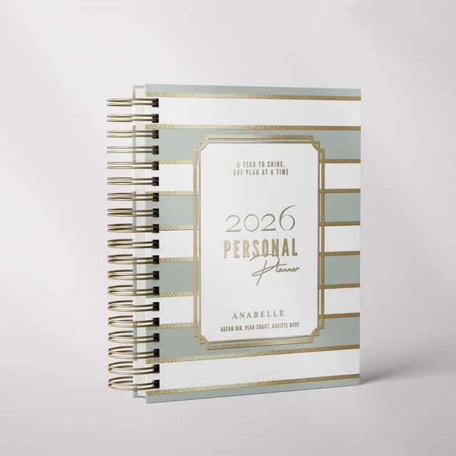 City Stripes | Weekly Spiral Planner | Custom Start Month |Green