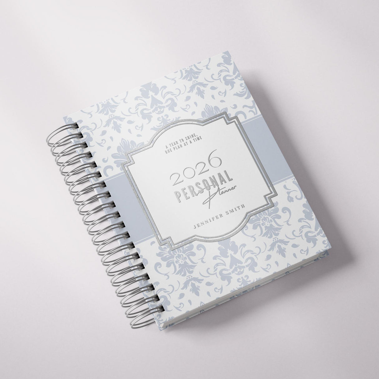 Classic Damask - Weekly Spiral Planner - Custom Start Month - Blue - view 3