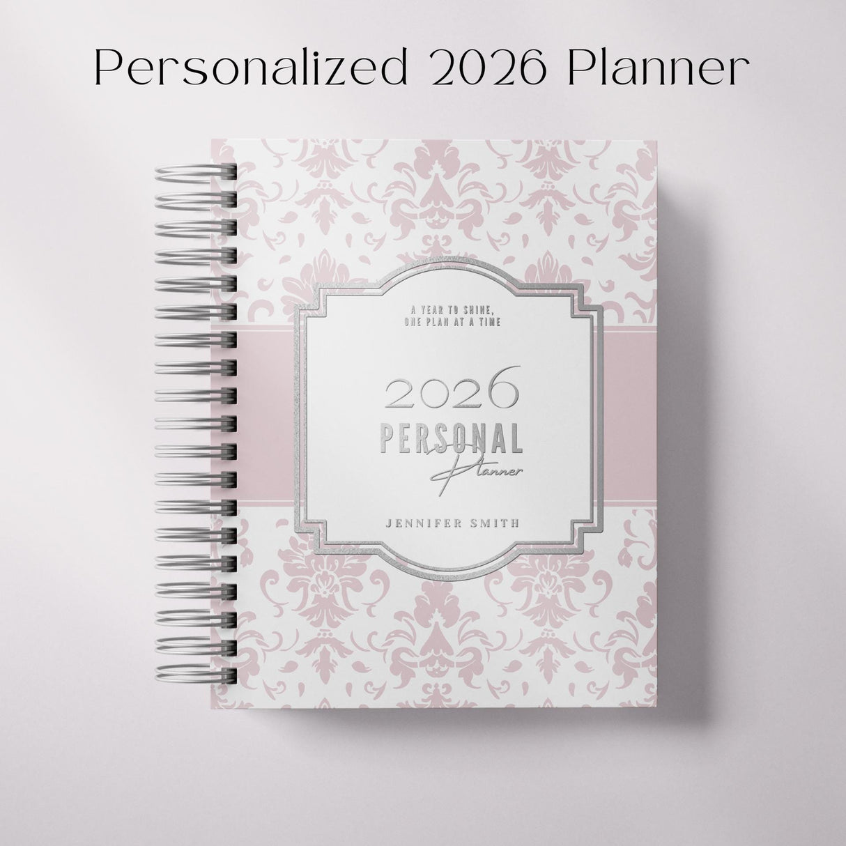Classic Damask - Weekly Spiral Planner - Custom Start Month - Pink