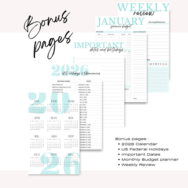 Light Marigolds | Weekly Spiral Planner | Custom Start Month |Teal