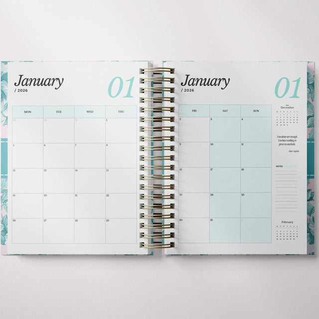 Light Marigolds | Weekly Spiral Planner | Custom Start Month |Teal