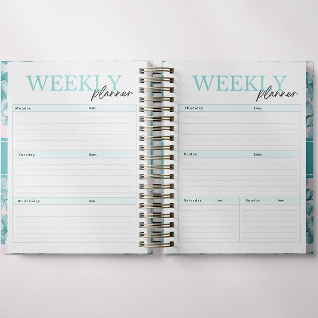 Light Marigolds | Weekly Spiral Planner | Custom Start Month |Teal