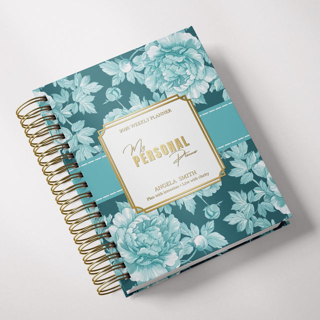 Dark Marigolds | Weekly Spiral Planner | Custom Start Month | Teal