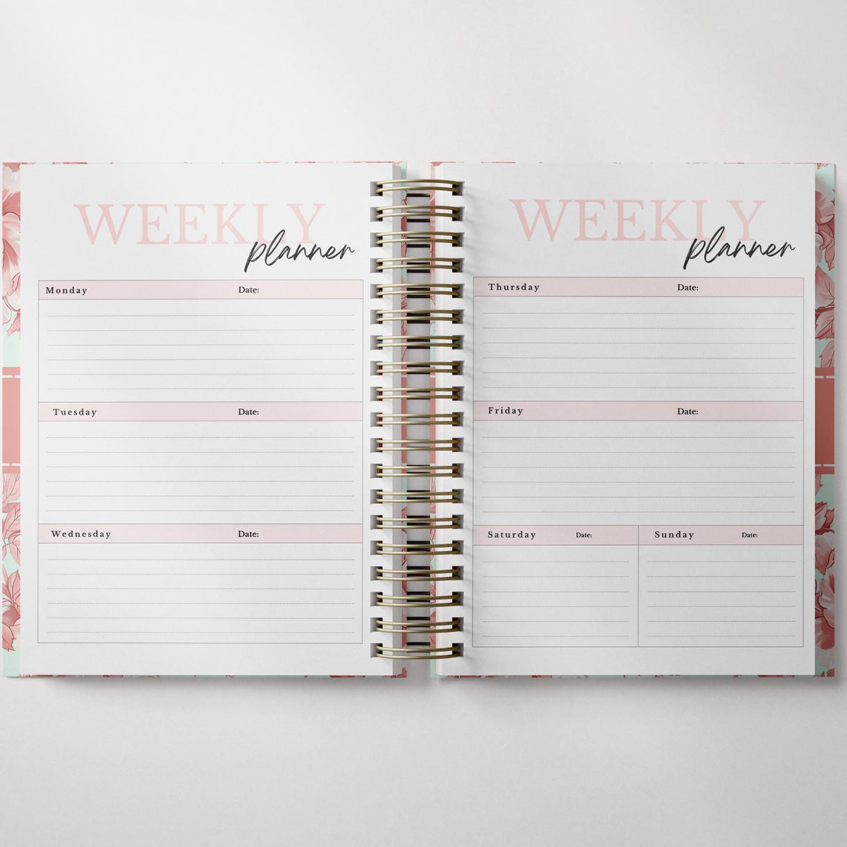 Weekly - Light Marigolds - Spiral Planner - Custom Start Month - Peach - view 7