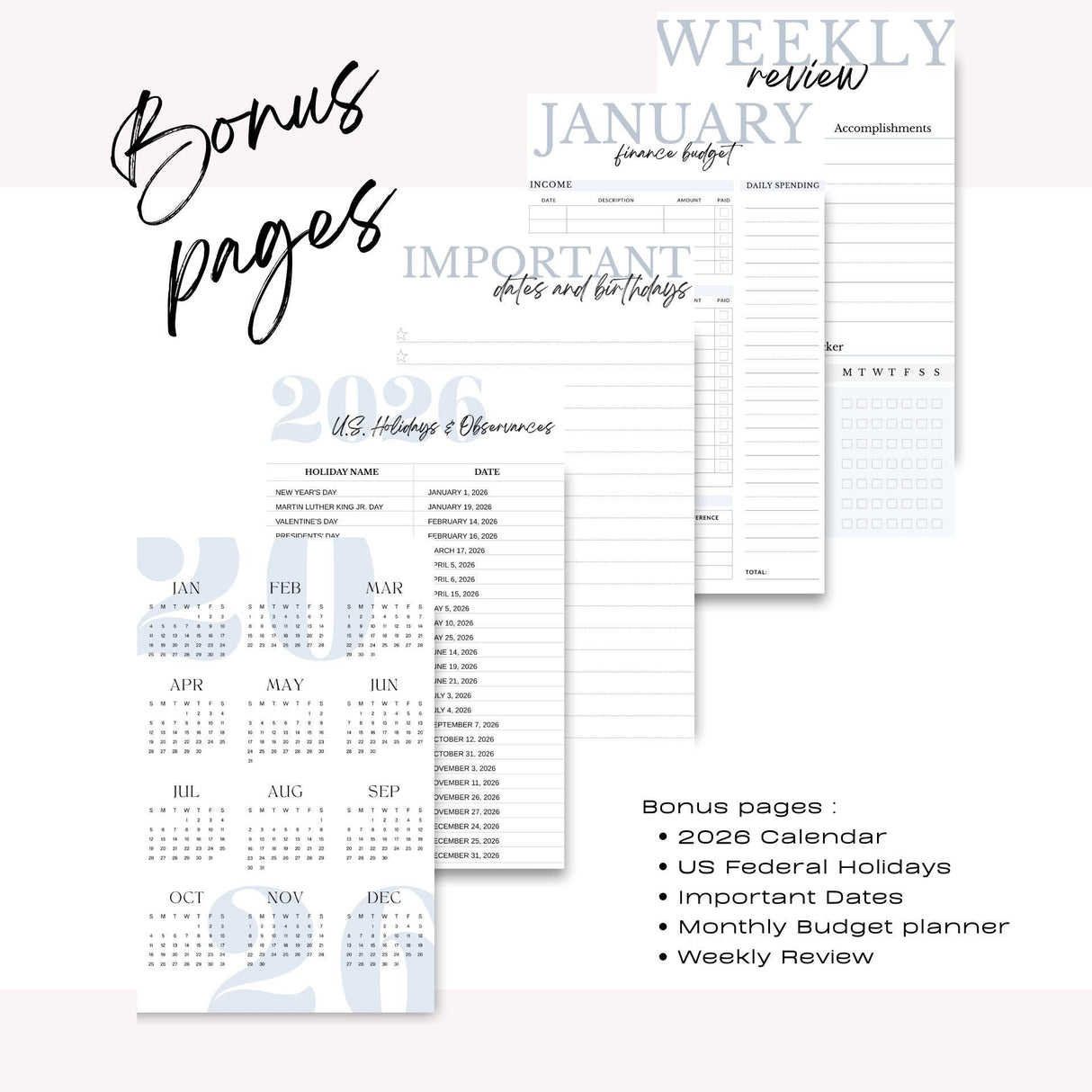 Weekly - Light Marigolds - Spiral Planner - Custom Start Month - Blue - view 7