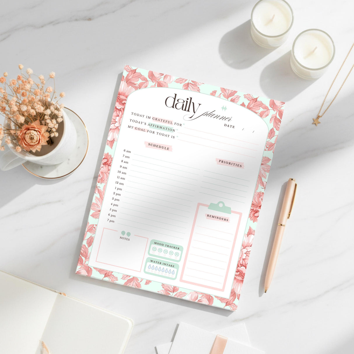 Daily Planner Notepad - Light Marigolds - Peach - view 4