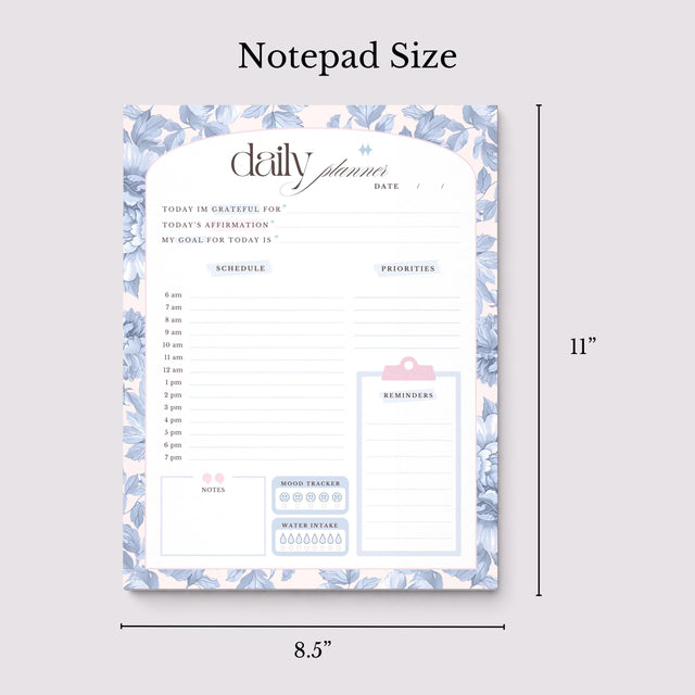 Light Marigolds | Daily Planner Notepad | Blue