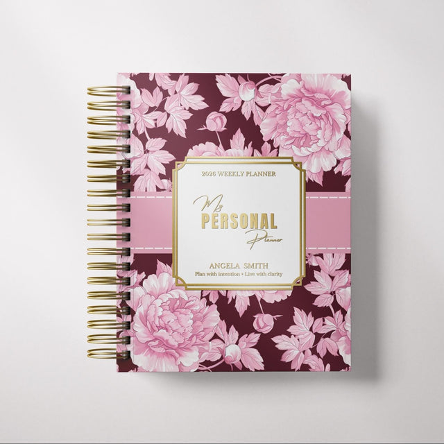 Dark Marigolds | Weekly Spiral Planner | Custom Start Month |Pink