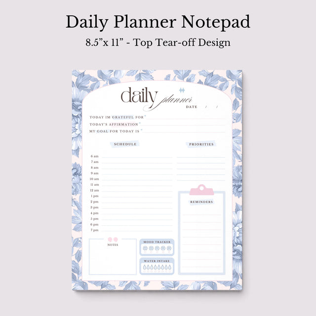 Light Marigolds | Daily Planner Notepad | Blue