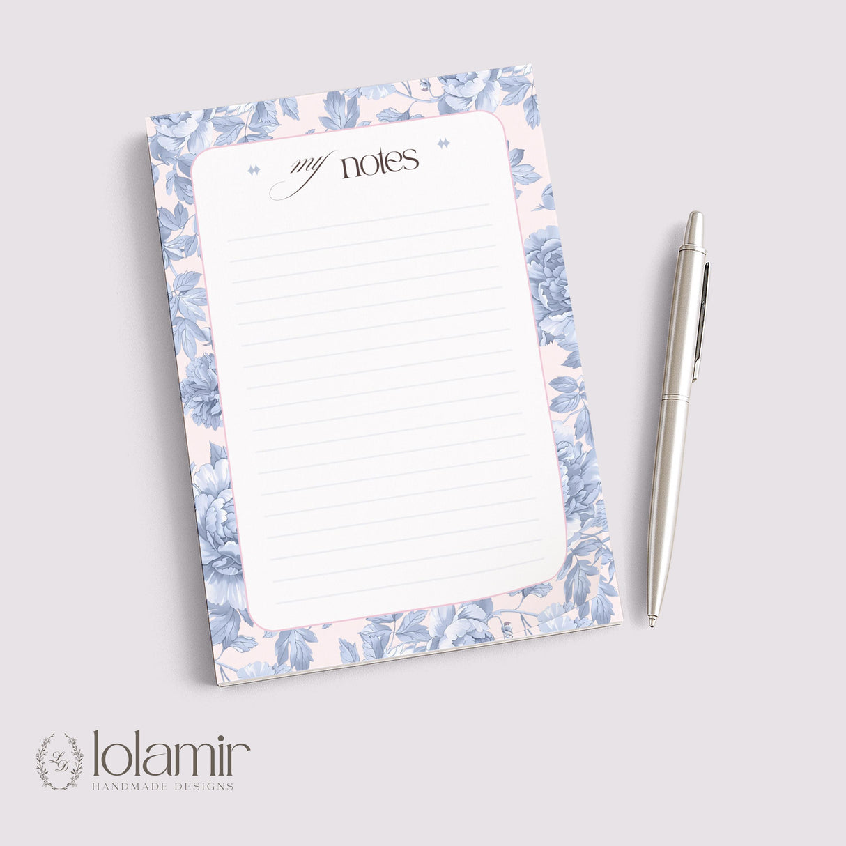 "My Notes" 5x7 Notepad - Light Marigolds - Blue